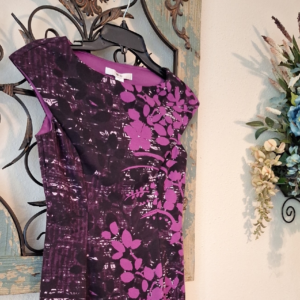 WISP Purple Sheath Midi Dress with Crew Neck. NWOT Size 2 - Picture 3 of 8